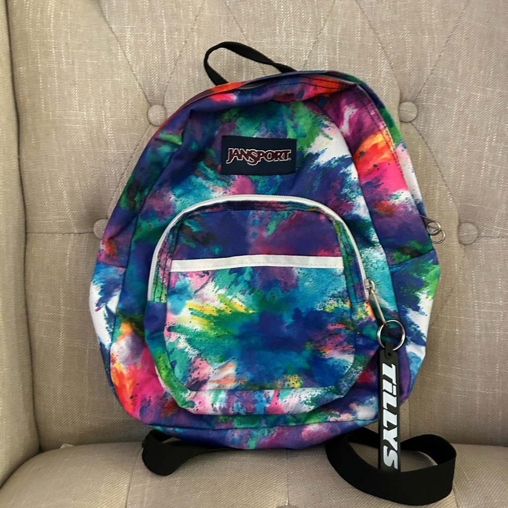 Jansport Tie-Dye Splash Backpack in Blue, Purple, Green, Pink, Orange